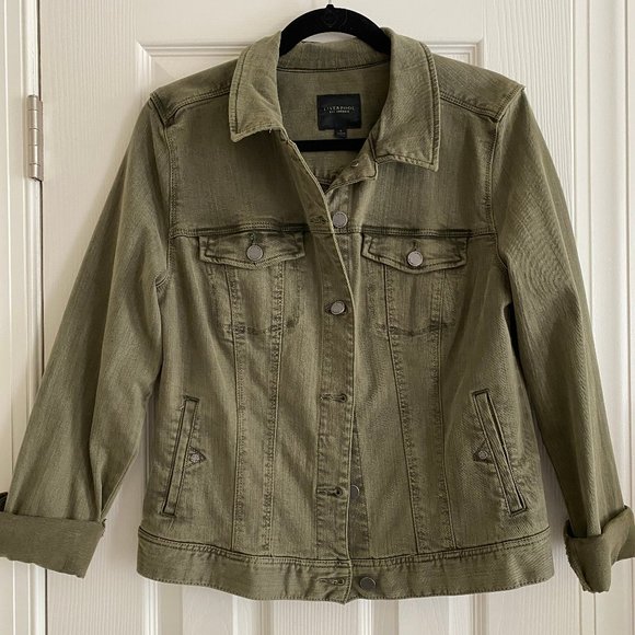 liverpool temma denim jacket olive